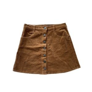 Brandy Melville brown velvet corduroy button down skirt